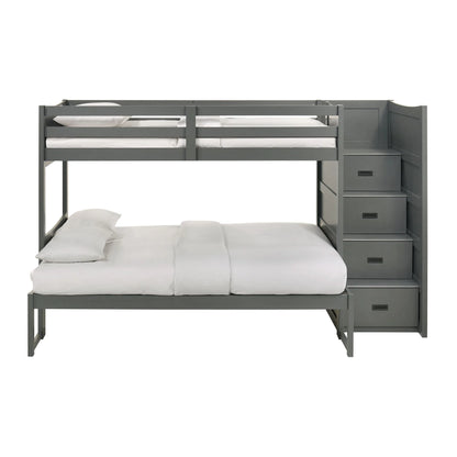 Sami - Twin Over Full Step Bunk With Right Headboard - Gray