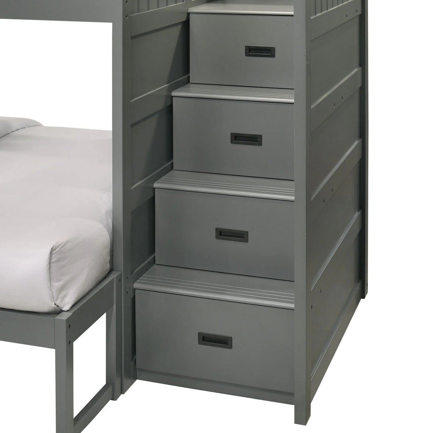 Sami - Twin Over Full Step Bunk With Right Headboard - Gray