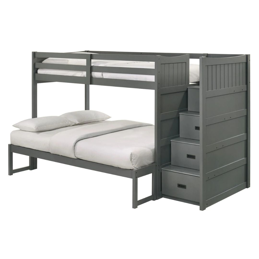 Sami - Twin Over Full Step Bunk With Right Headboard - Gray