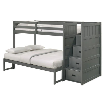 Sami - Twin Over Full Step Bunk With Right Headboard - Gray