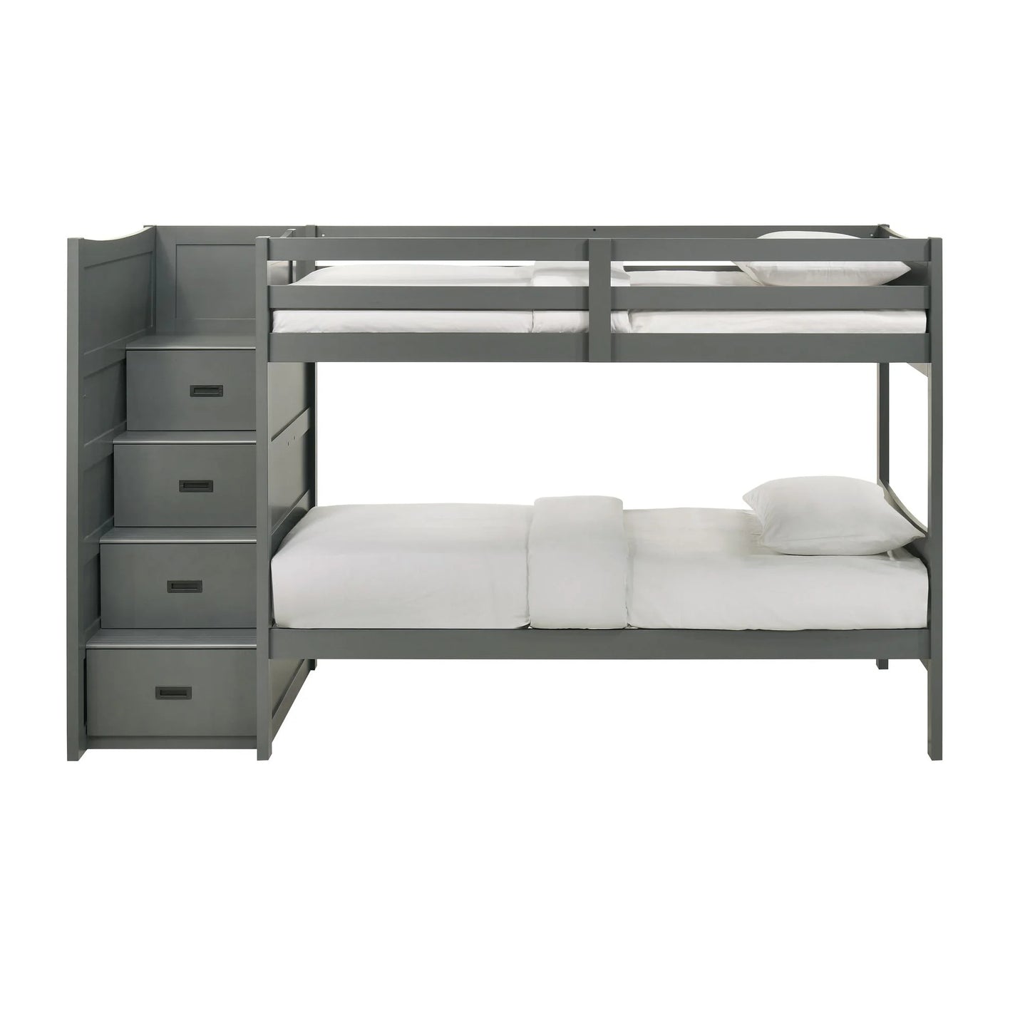 Sami - Twin Over Twin Step Bunk With Left Headboard - Gray