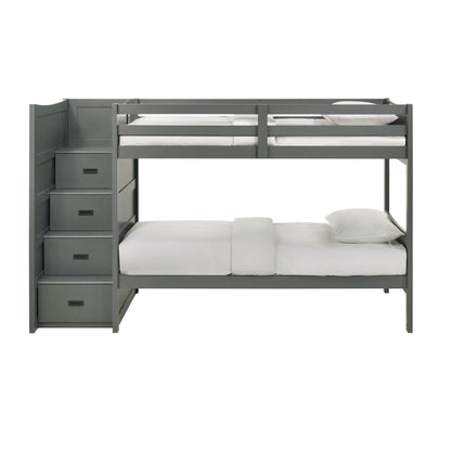 Sami - Twin Over Twin Step Bunk With Left Headboard - Gray