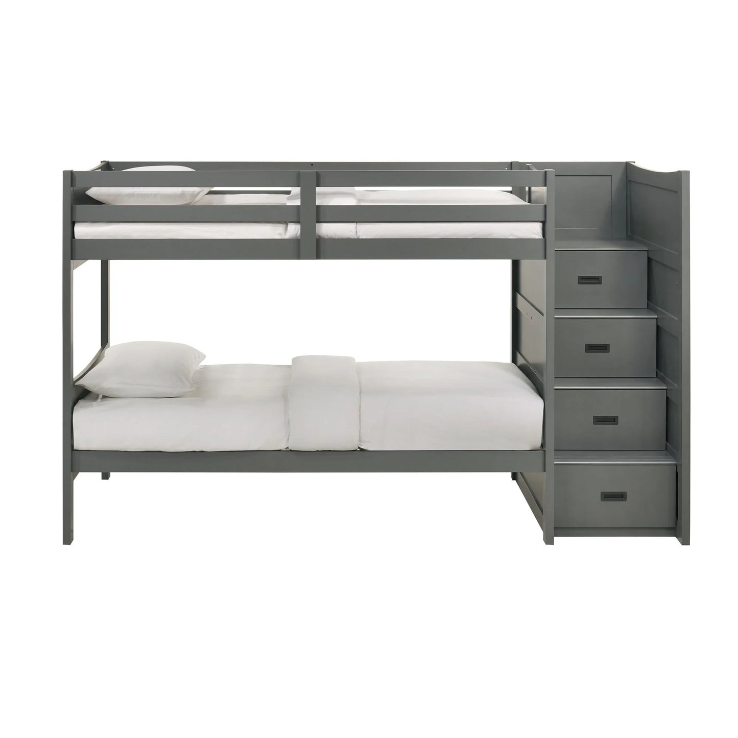 Sami - Twin Over Twin Step Bunk With Right Headboard - Gray