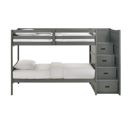Sami - Twin Over Twin Step Bunk With Right Headboard - Gray