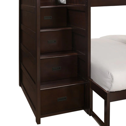 Sami - Twin Over Full Step Bunk With Left Headboard - Espresso