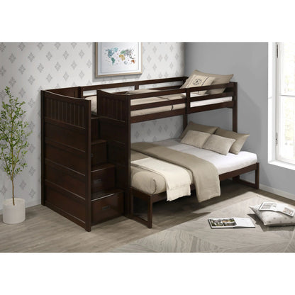 Sami - Twin Over Full Step Bunk With Left Headboard - Espresso