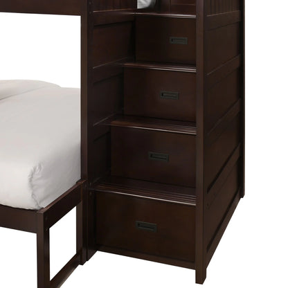 Sami - Twin Over Full Step Bunk With Right Headboard - Espresso