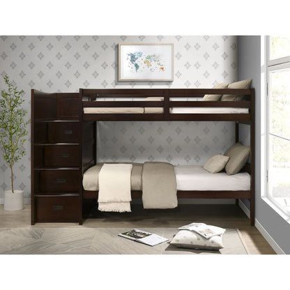 Sami - Twin Over Twin Step Bunk With Left Headboard - Espresso