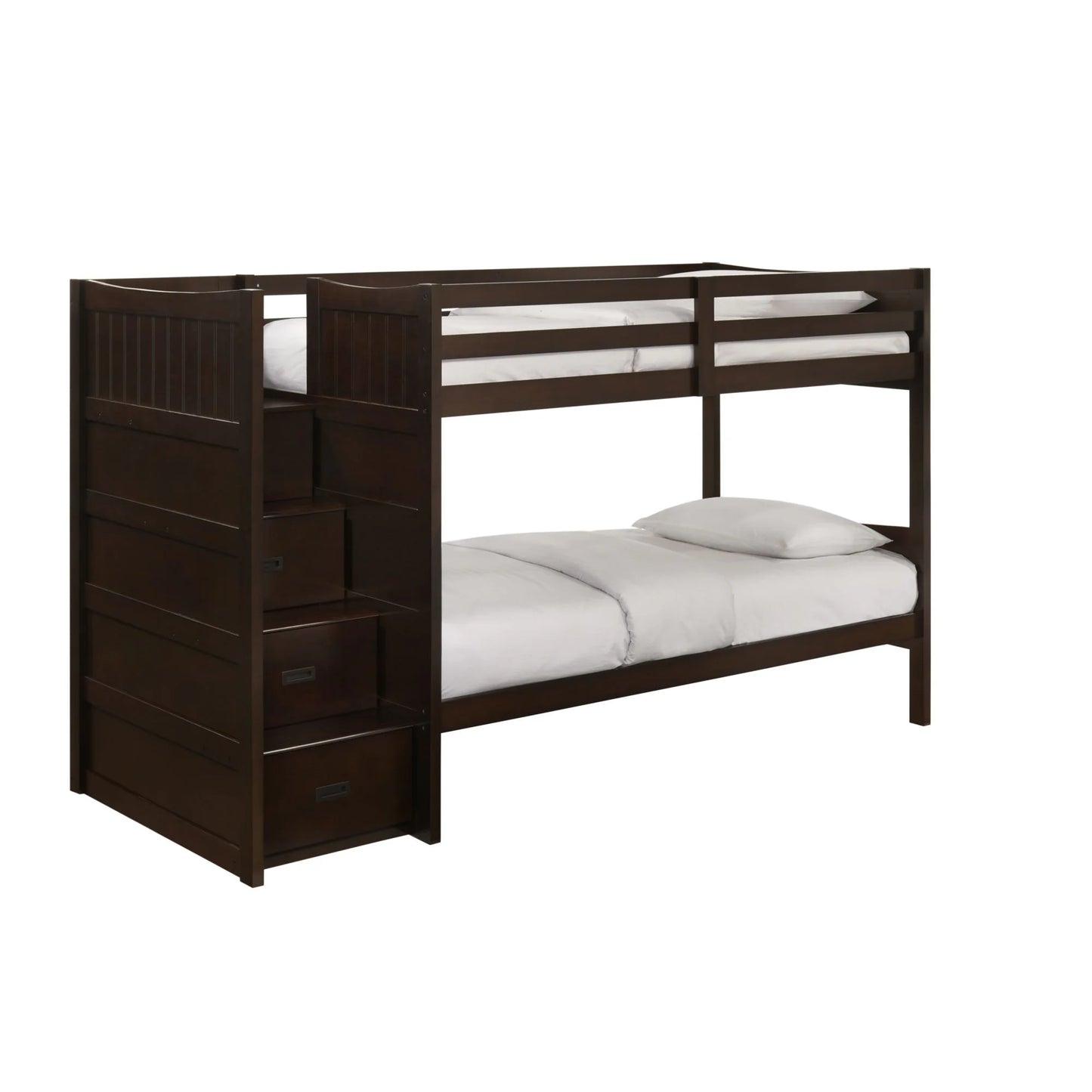 Sami - Twin Over Twin Step Bunk With Left Headboard - Espresso