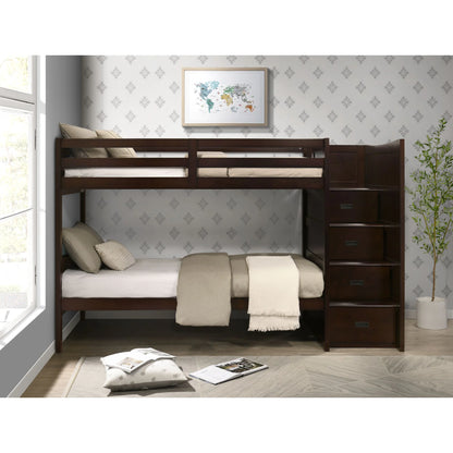 Sami - Twin Over Twin Step Bunk With Right Headboard - Espresso