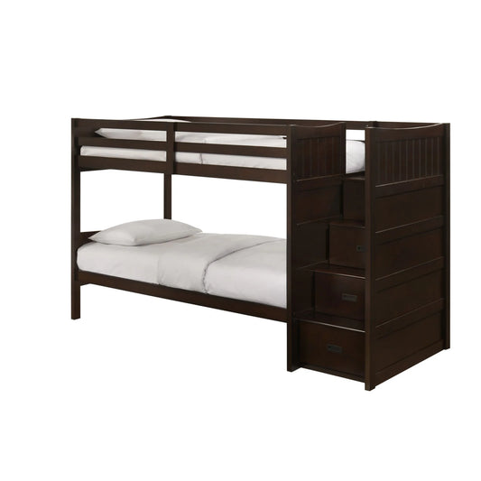 Sami - Twin Over Twin Step Bunk With Right Headboard - Espresso