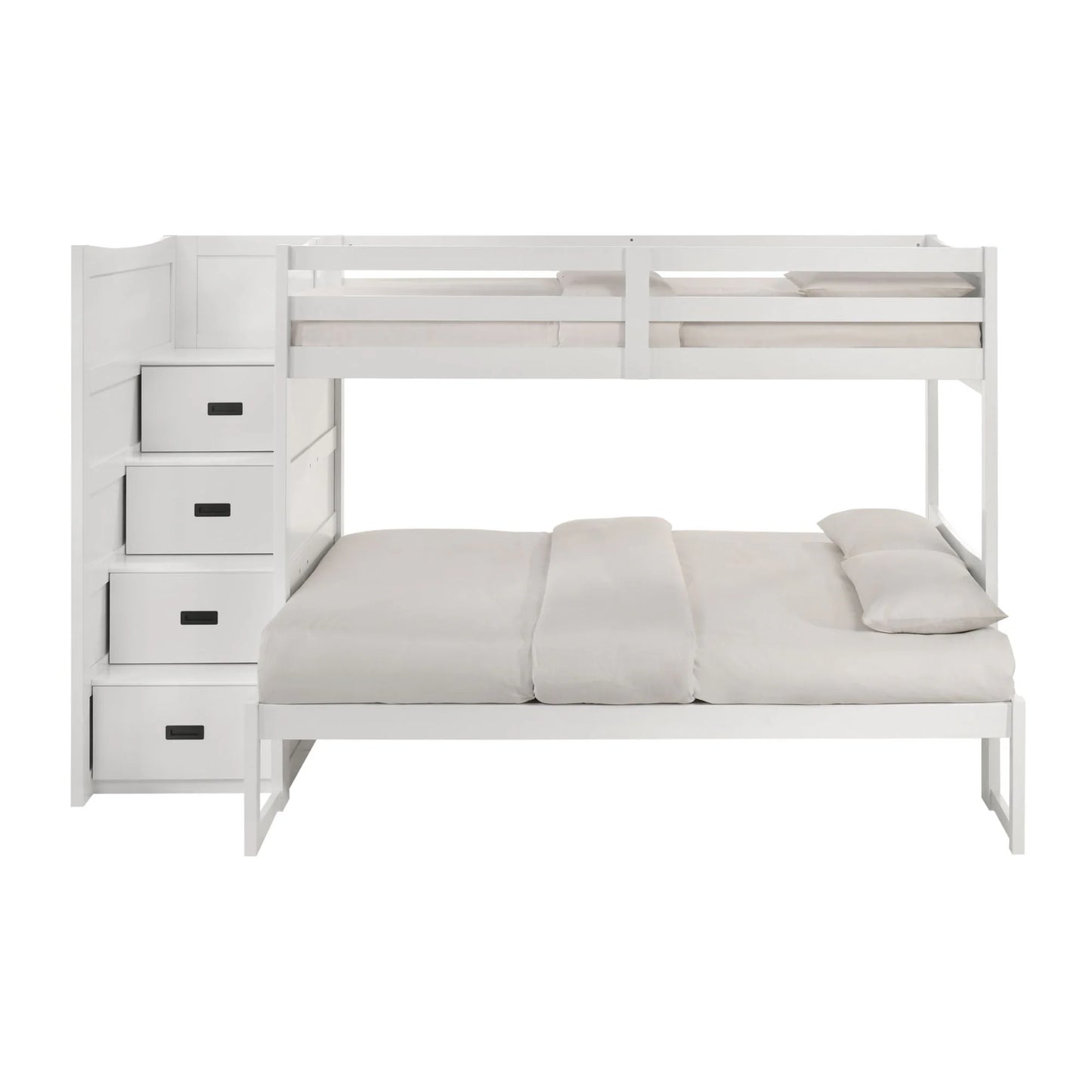 Sami - Twin Over Full Step Bunk With Left Headboard - White
