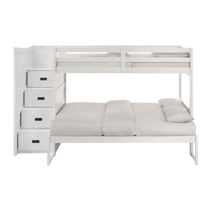Sami - Twin Over Full Step Bunk With Left Headboard - White