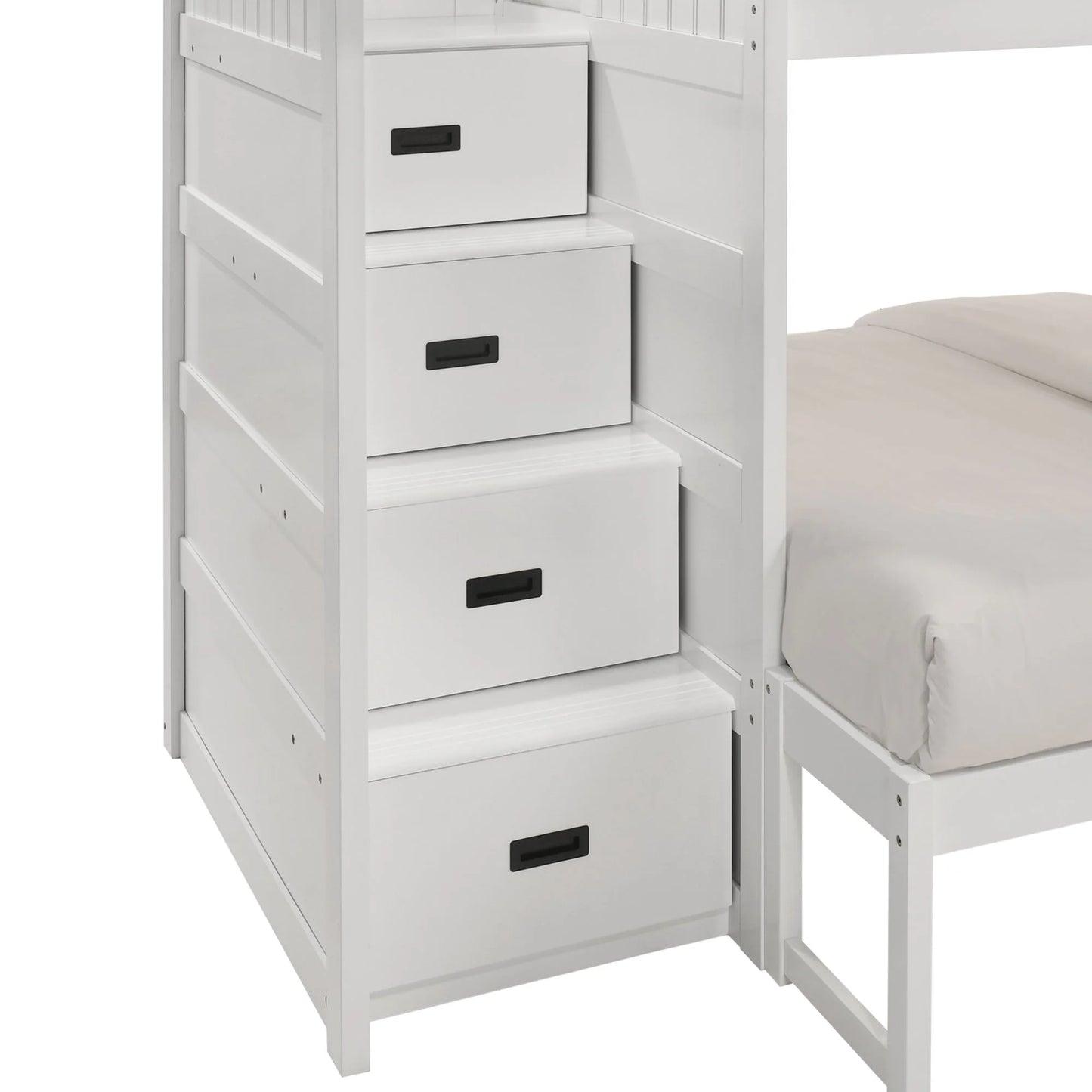 Sami - Twin Over Full Step Bunk With Left Headboard - White