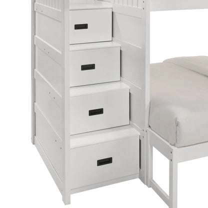 Sami - Twin Over Full Step Bunk With Left Headboard - White