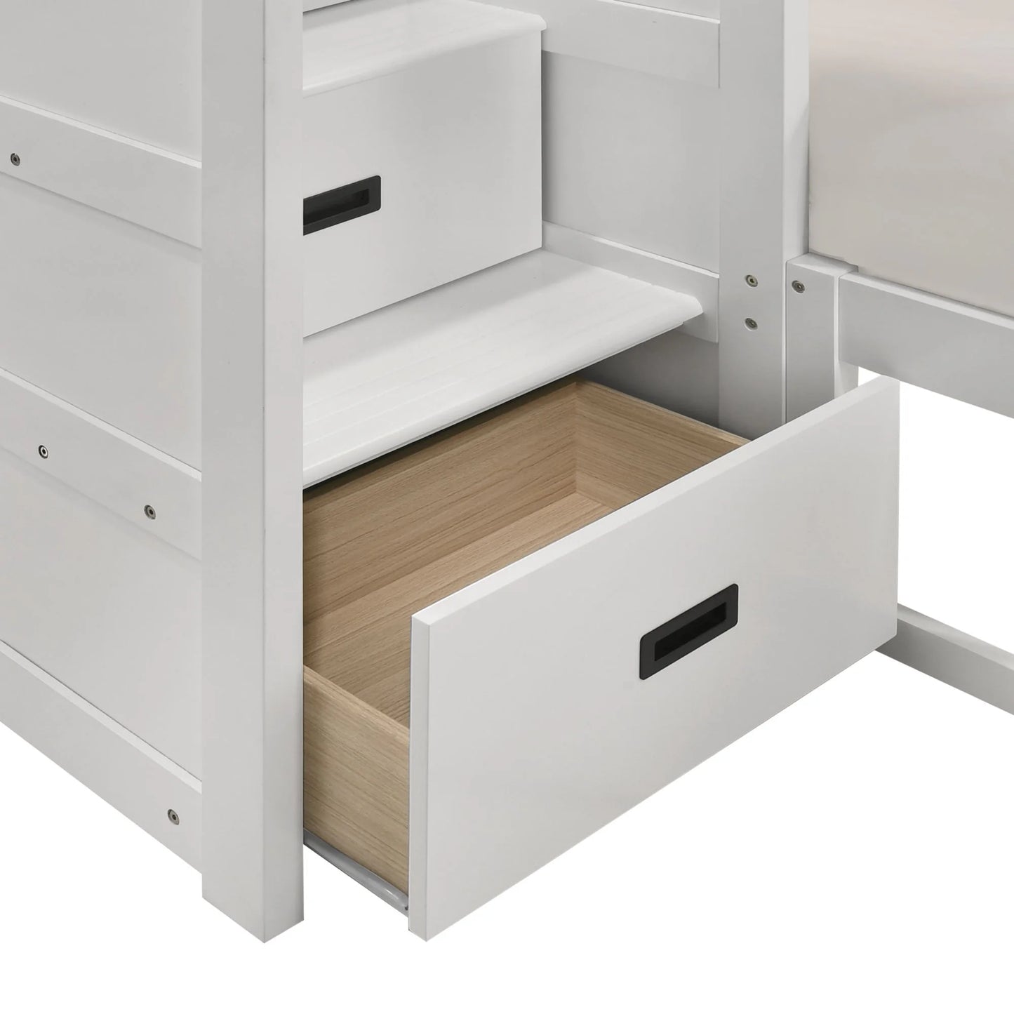 Sami - Twin Over Full Step Bunk With Left Headboard - White