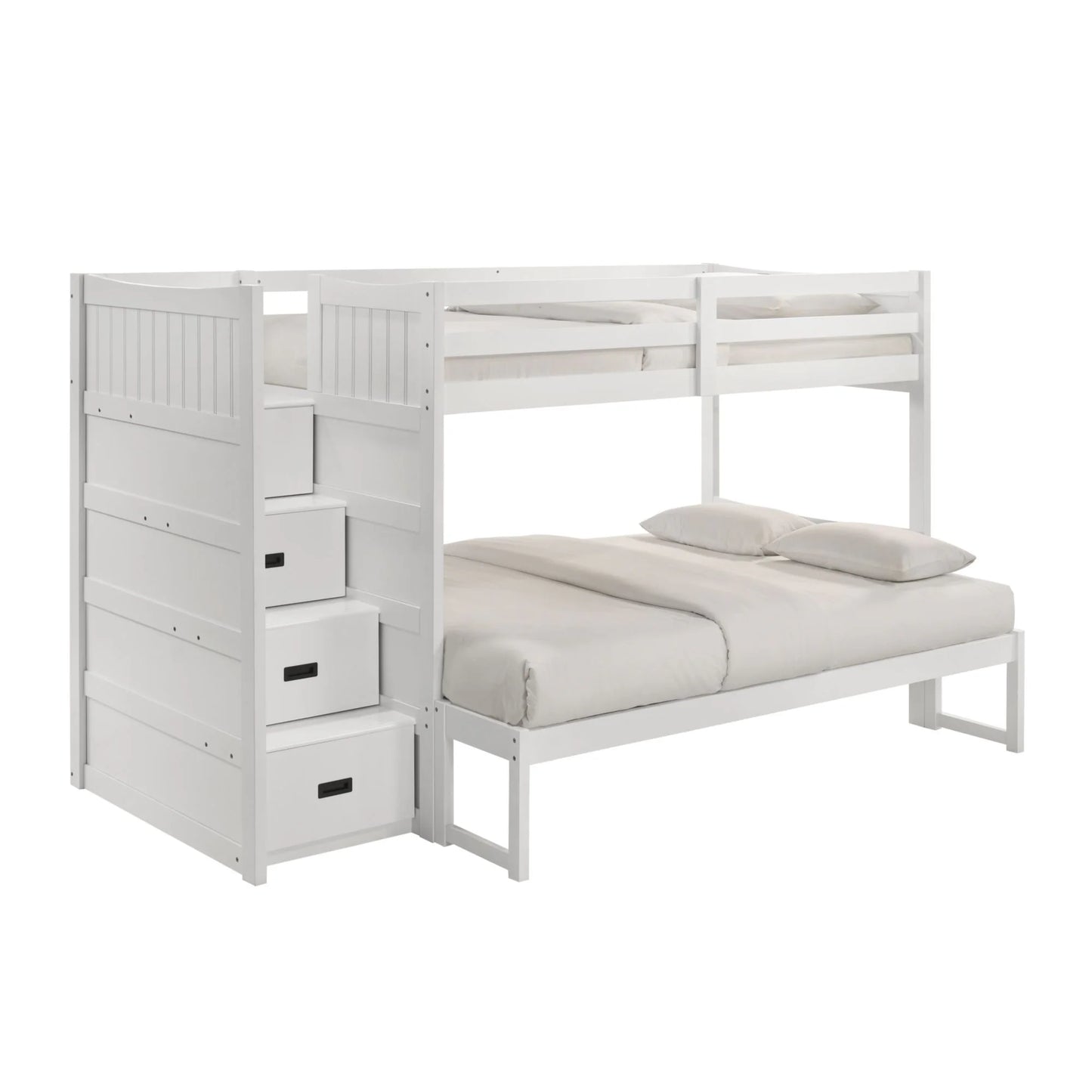 Sami - Twin Over Full Step Bunk With Left Headboard - White