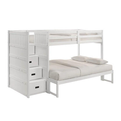 Sami - Twin Over Full Step Bunk With Left Headboard - White