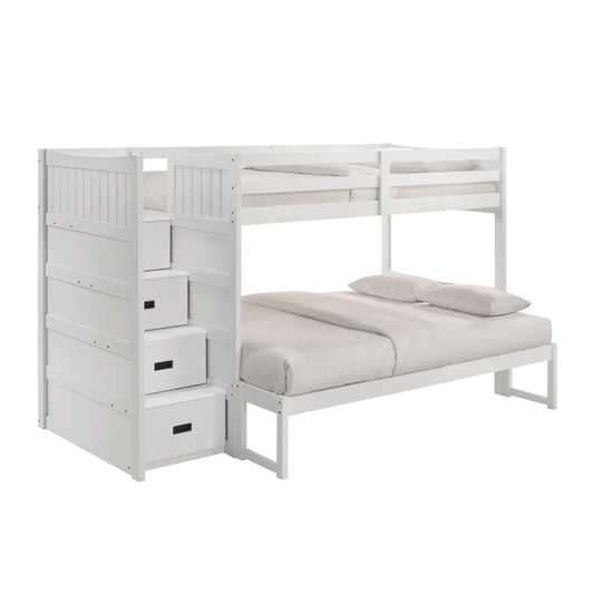 Sami - Twin Over Full Step Bunk With Left Headboard - White