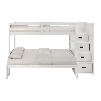 Sami - Twin Over Full Step Bunk With Right Headboard - White