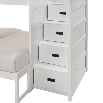 Sami - Twin Over Full Step Bunk With Right Headboard - White