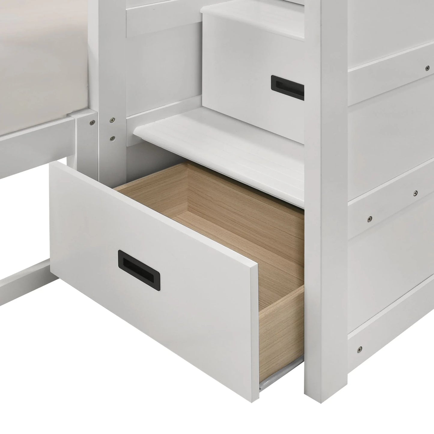 Sami - Twin Over Full Step Bunk With Right Headboard - White