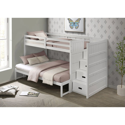 Sami - Twin Over Full Step Bunk With Right Headboard - White