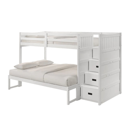 Sami - Twin Over Full Step Bunk With Right Headboard - White