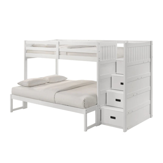 Sami - Twin Over Full Step Bunk With Right Headboard - White