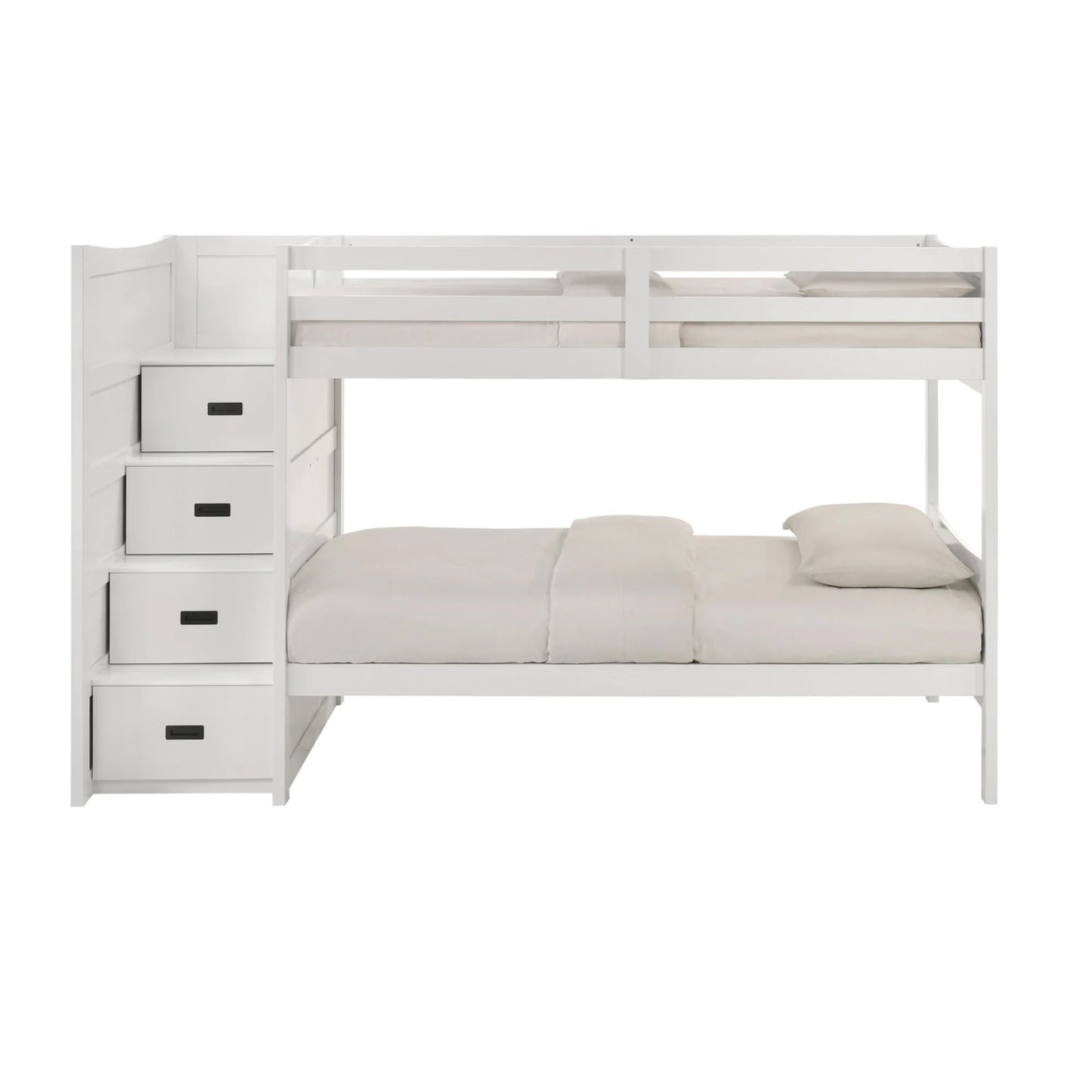 Sami - Twin Over Twin Step Bunk With Left Headboard - White