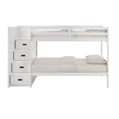 Sami - Twin Over Twin Step Bunk With Left Headboard - White