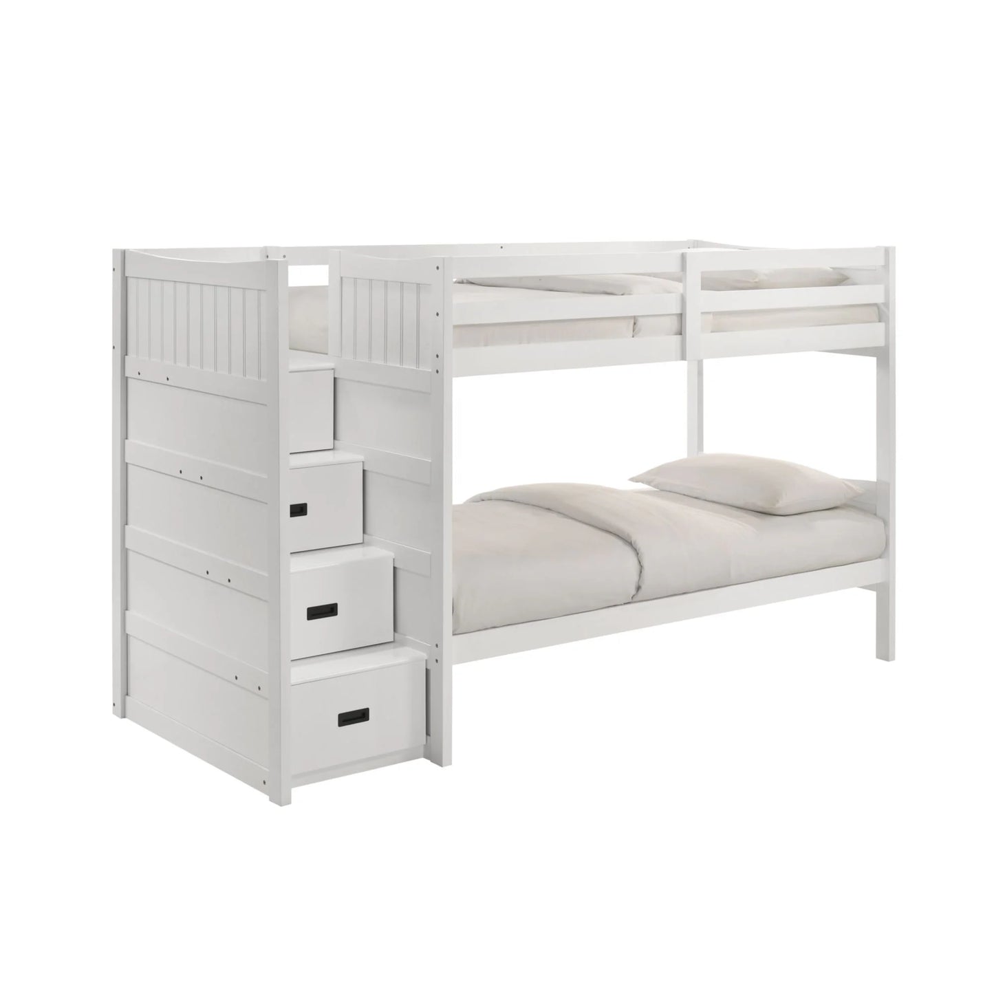 Sami - Twin Over Twin Step Bunk With Left Headboard - White