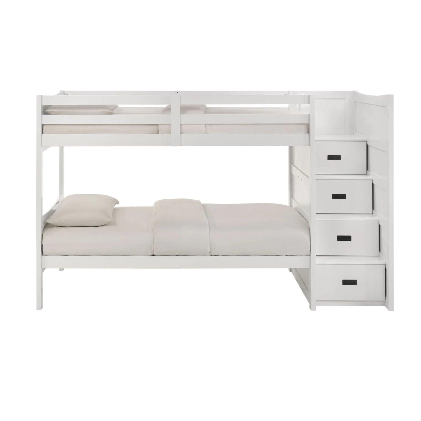 Sami - Twin Over Twin Step Bunk With Right Headboard - White