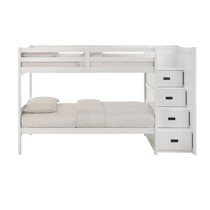 Sami - Twin Over Twin Step Bunk With Right Headboard - White