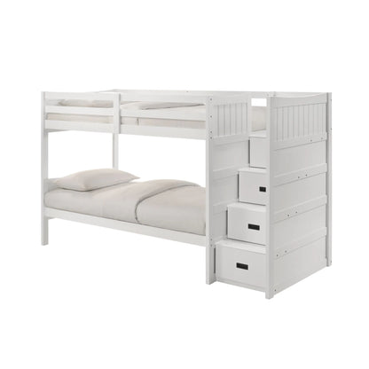 Sami - Twin Over Twin Step Bunk With Right Headboard - White