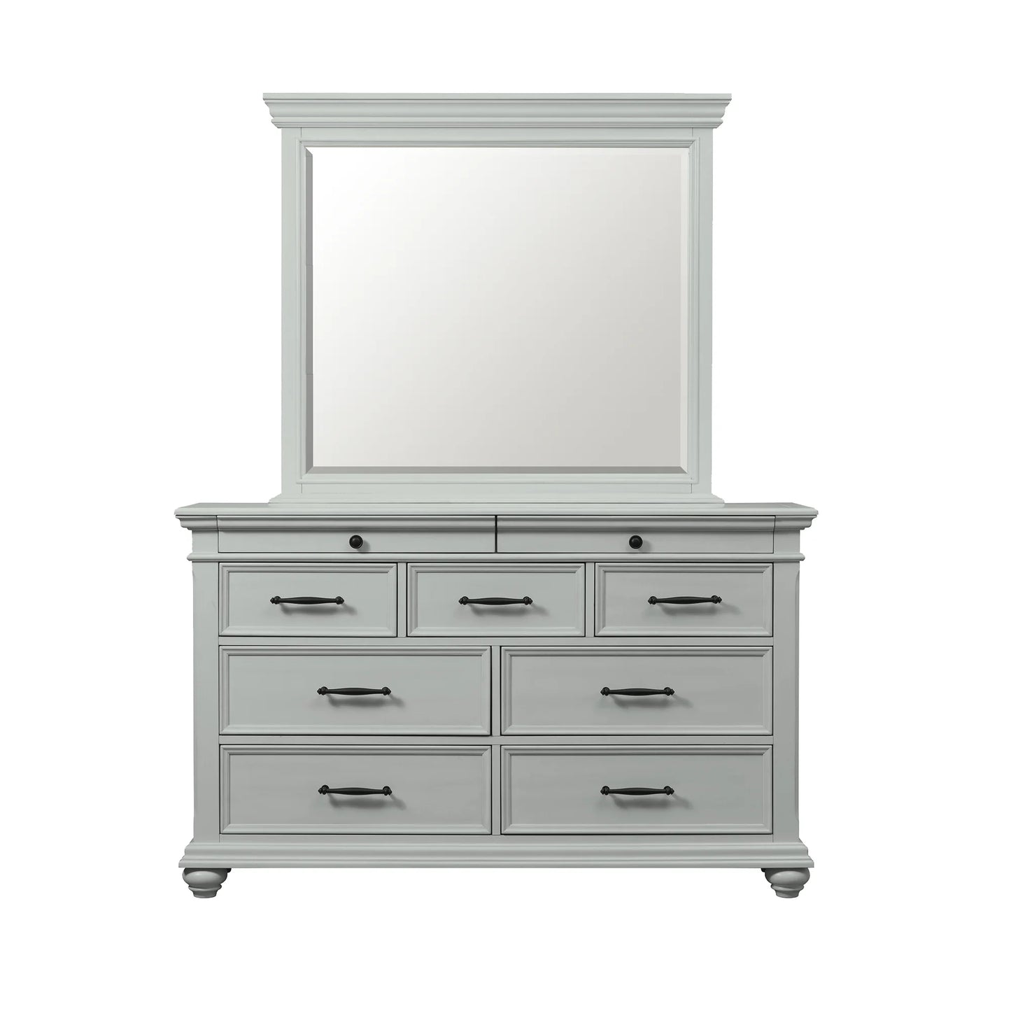Slater - 9-Drawer Dressser With Mirror - Gray