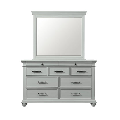 Slater - 9-Drawer Dressser With Mirror - Gray