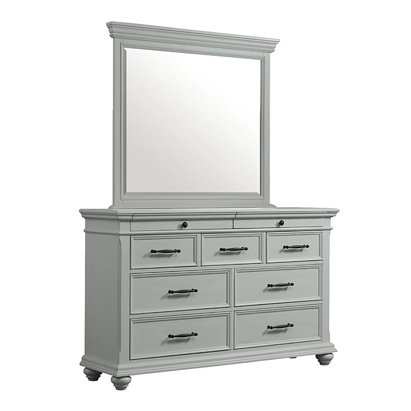 Slater - 9-Drawer Dressser With Mirror - Gray