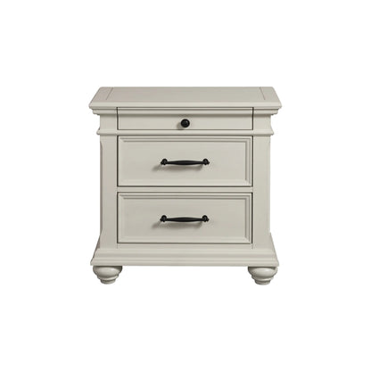 Slater - 3-Drawer Nightstand With USB Ports - White
