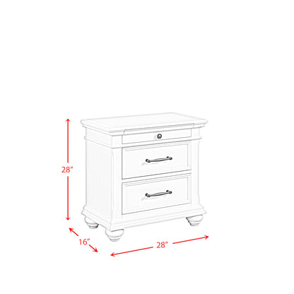 Slater - 3-Drawer Nightstand With USB Ports - White