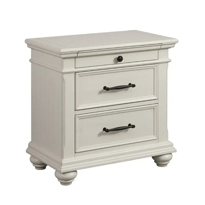 Slater - 3-Drawer Nightstand With USB Ports - White