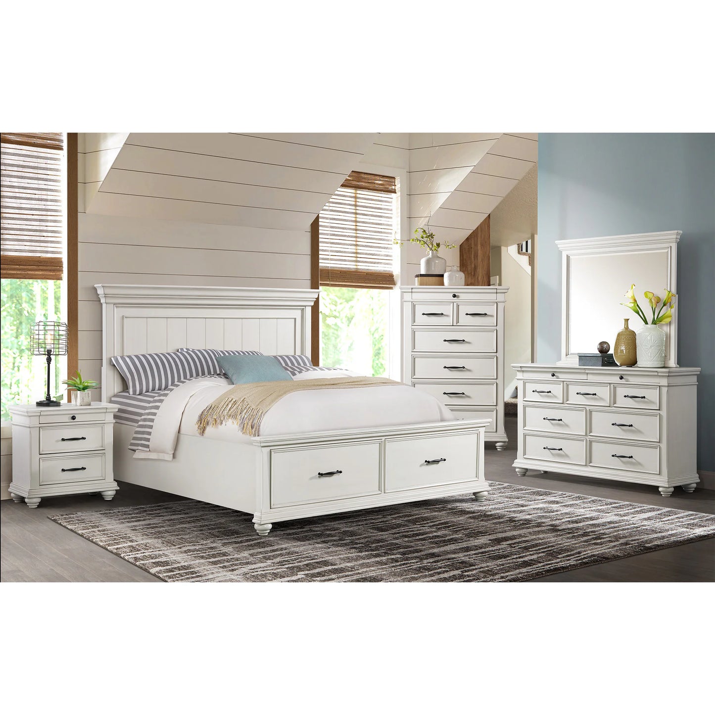 Slater - King Platform Storage Bed - White