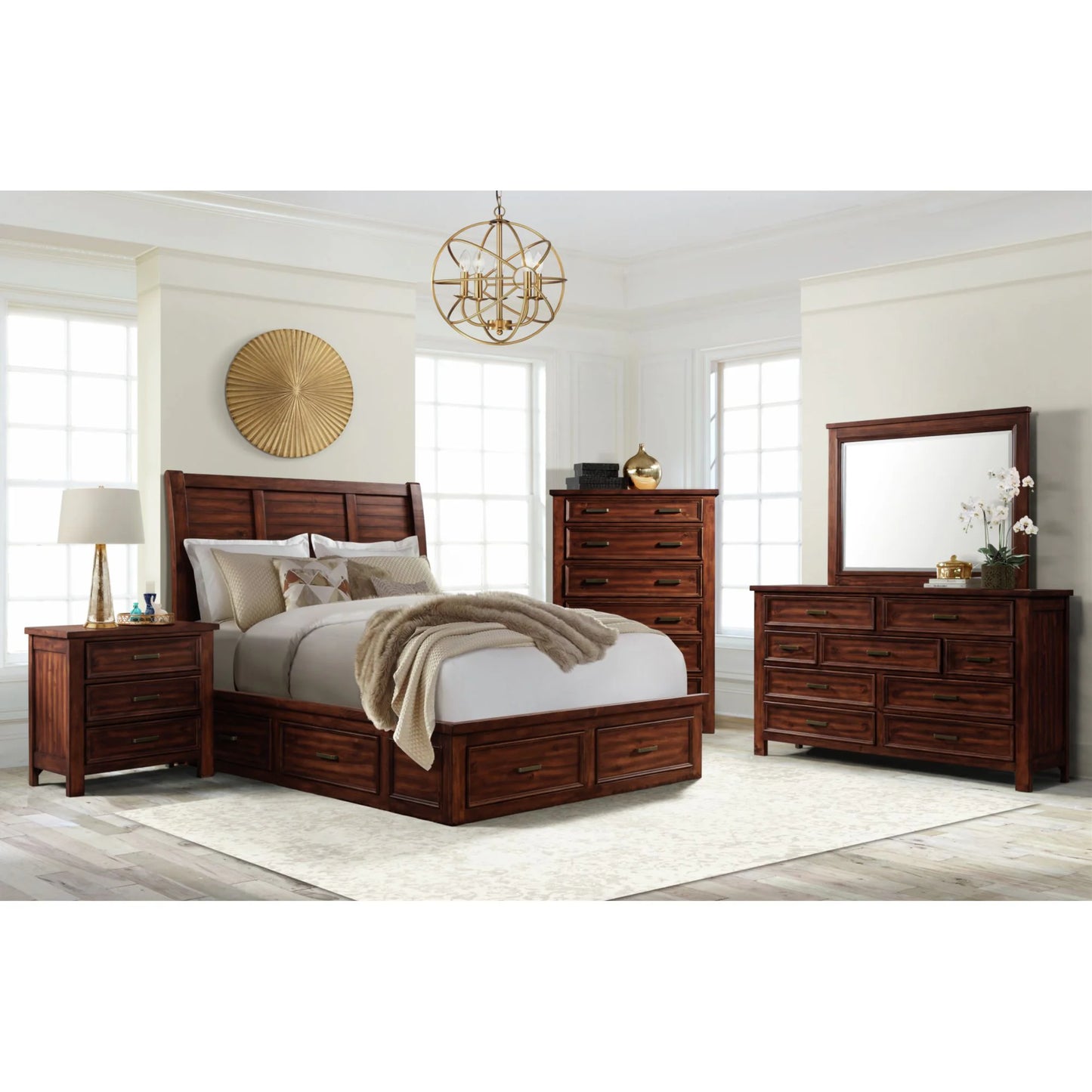 Sullivan - Queen Storage Bed - Rich Cherry
