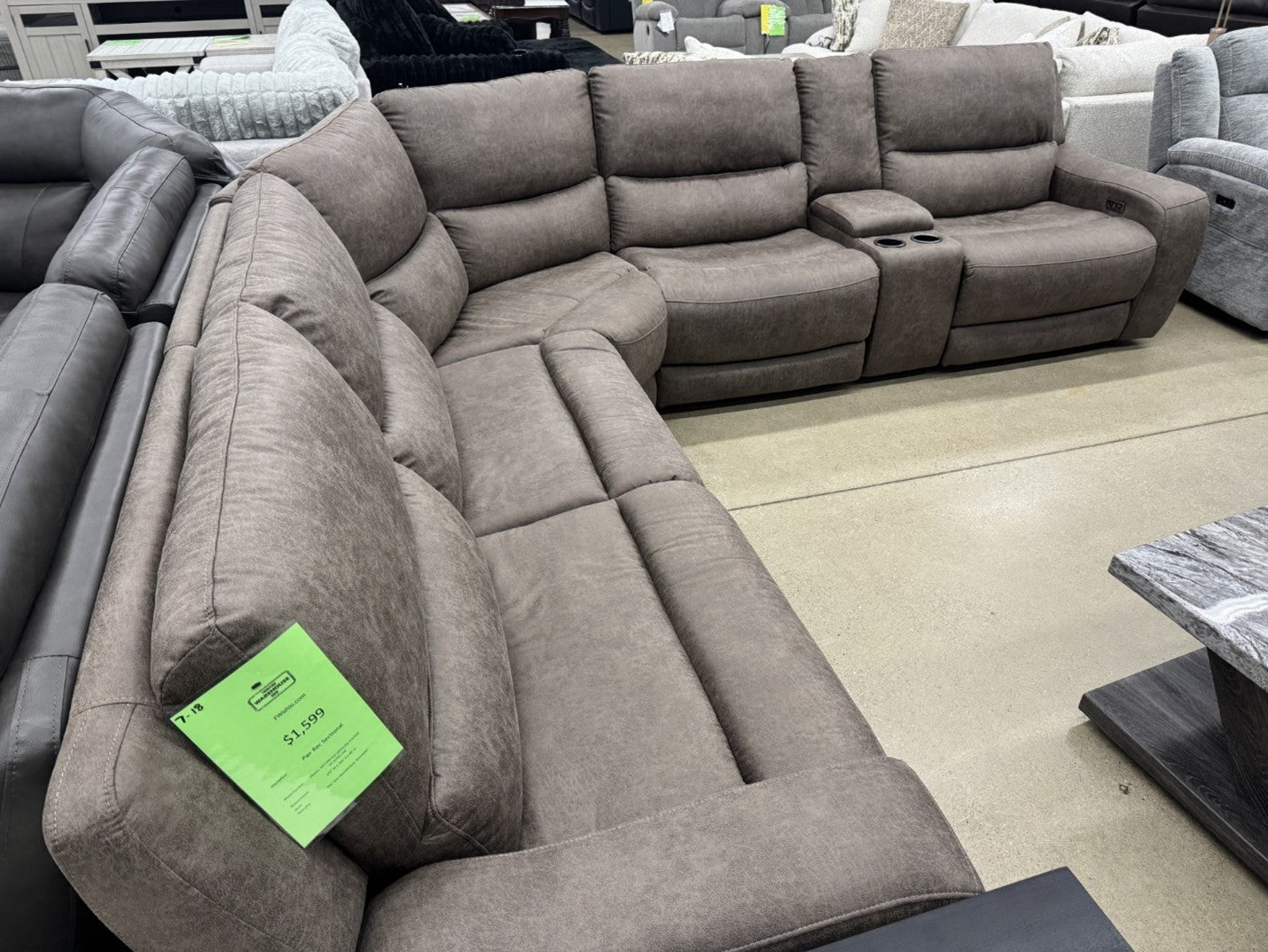 Cheers “Saddle Brown” Power Reclining Sectional – Furniture