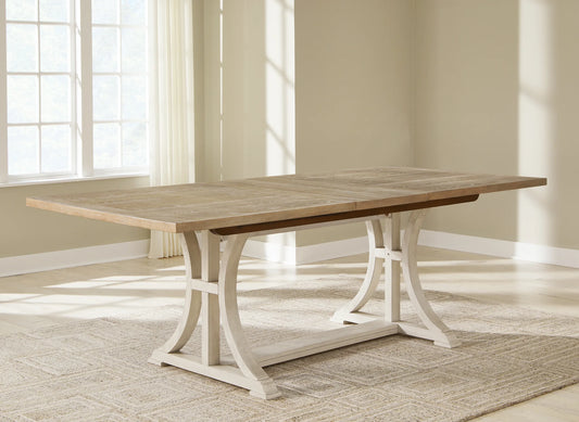 Shaybrock - Antique White / Brown - Rectangular Dining Room Extension Table 1