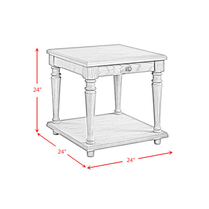 Kings Court - End Table With USB - Gray