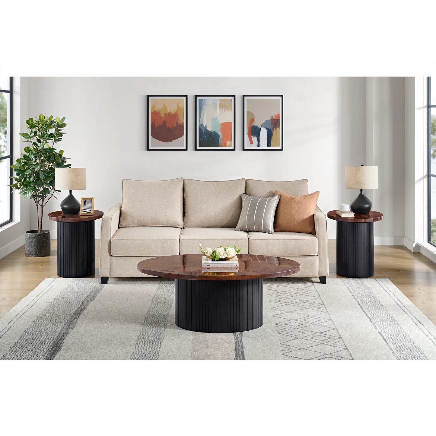 Rosemond - 3 Piece Occasional Table Set (Coffee Table & Two End Table) - Cherry And Black