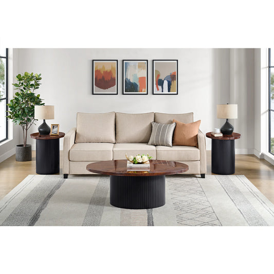 Rosemond - 3 Piece Occasional Table Set (Coffee Table & Two End Table) - Cherry And Black