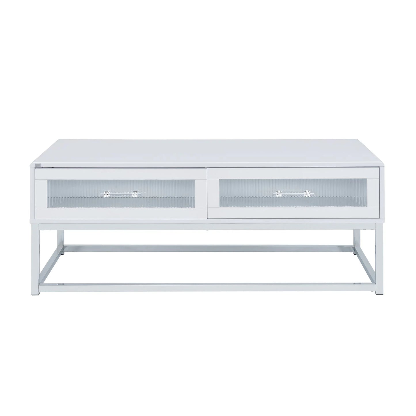 Chandra - End Table With LED And Battery Pack - Glossy White