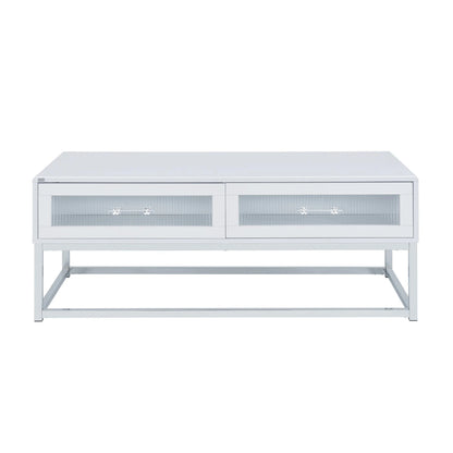 Chandra - End Table With LED And Battery Pack - Glossy White